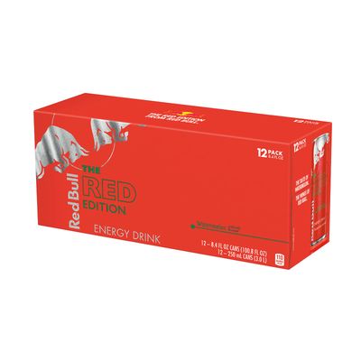 Red Bull Red Edition Energy Drink, Watermelon, with 80mg Caffeine plus Taurine &amp; B Vitamins, 8.4 Fl Oz, Pack of 12 Cans