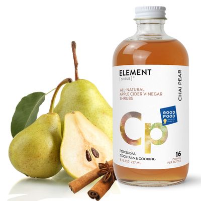 Element Shrub - All-Natural Chai Pear Shrub Drink Mix - Uses Apple Cider Vinegar (Organic), Fresh Pear &amp; Organic Spices - Organic Apple Cider Vinegar Drink &amp; Cocktail Mix - 8 Ounces