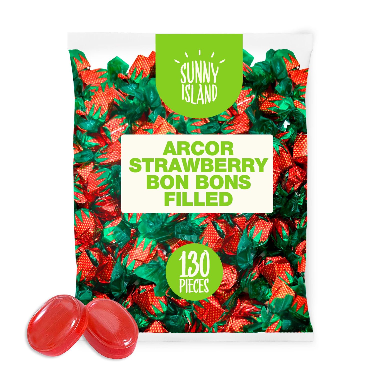 Arcor Strawberry Bon Bons | 2 Pound Bag | Filled Hard Candy Bulk