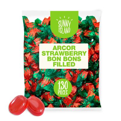 Arcor Strawberry Bon Bons | 2 Pound Bag | Filled Hard Candy Bulk