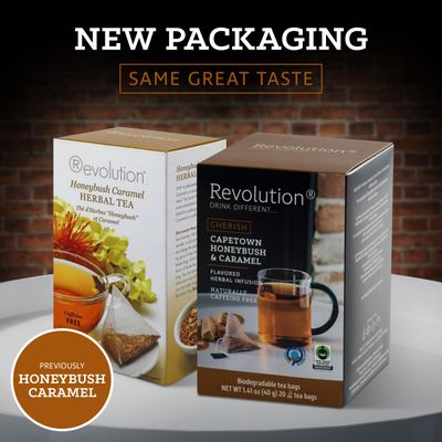 Revolution Tea CHERISCH Capetown Honeybush &amp; Caramel Rooibos Tea - 20 Count, Sweet Rooibos Indulgence