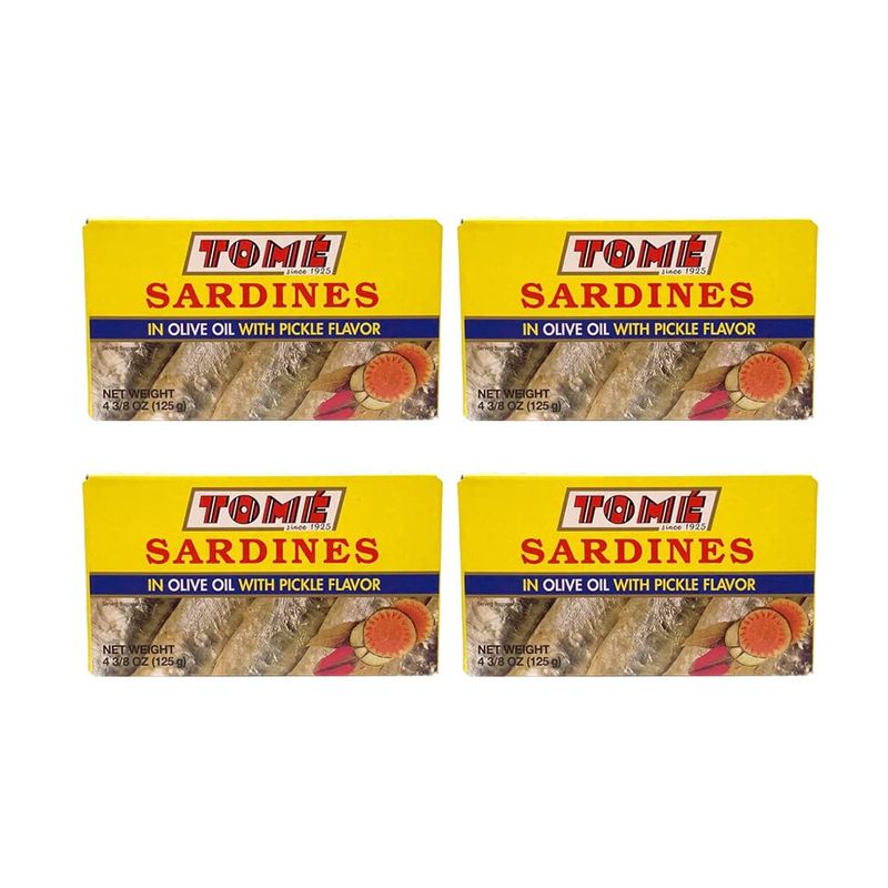 4 Packs Tome Sardines (In Olive Oil w/ Pickle Flavor) 125g Ea
