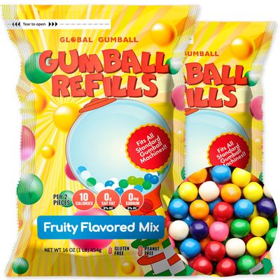 Mini Gumballs 0.5 inch 13mm - Gum Balls for Gumball Machine Refill Bulk 520 pcs - Chewing Gum for Kids - 2 LB Assorted Flavors Bubble Gum
