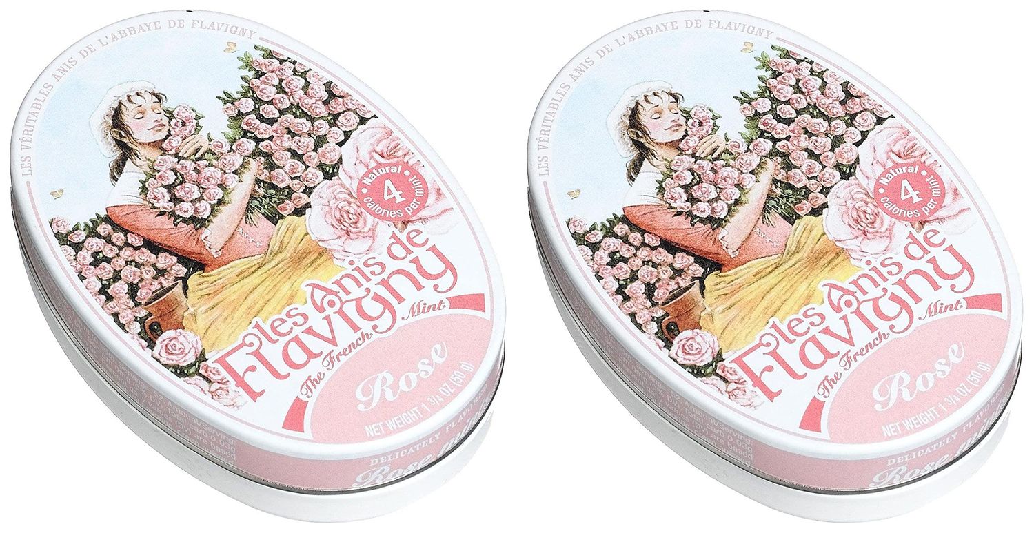Les Anis De Flavigny, Rose (French Mints), 1.75 Ounce Tin Pack of 2