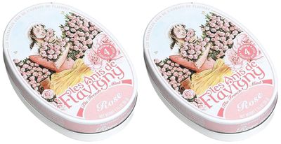 Les Anis De Flavigny, Rose (French Mints), 1.75 Ounce Tin Pack of 2