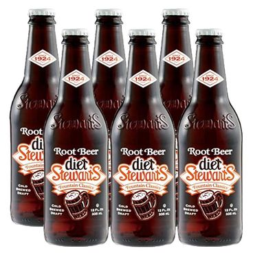 Diet Stewart&#39;s Root Bear Soda 12 oz Glass Bottle (6 Pack, Total of 72 Oz)