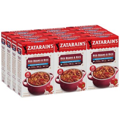 Zatarain&#39;s Reduced Sodium Red Beans &amp; Rice, 8 Oz (Pack of 12)