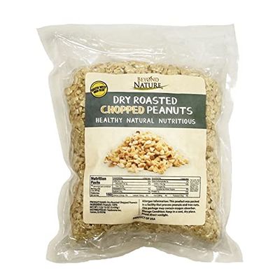 Beyond Nature Dry Roasted Chopped Peanuts - Unsalted 1 Pound (16 oz) Vacuum Sealed, Non GMO, No Oil &amp; No Salt, Low Carb, Keto Friendly &amp; Vegan Snack
