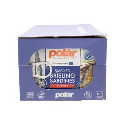 MW Polar Smoked Brisling Sardines in Spring Water, 3.52 oz Can, Wild Caught (Pack of 12)