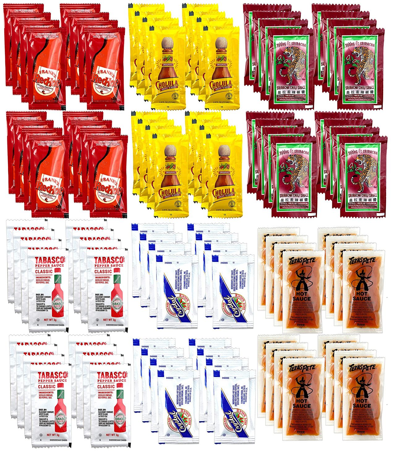 crait Hot Sauce Variety Pack of Packets Hot Sauce Packet Sampler Includes Sriracha Sauce, Hot Sauce for Travel, On-The-Go, Cookouts, Hot Sauce for Purse (96 Pack)