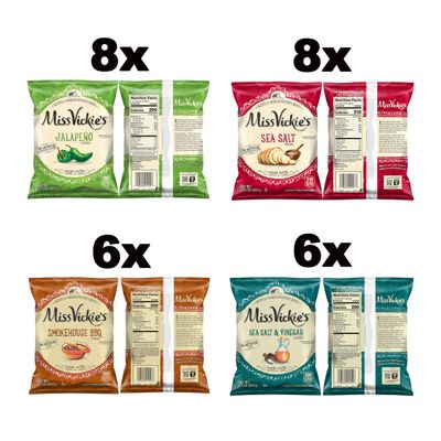 Miss Vickie's Kettle Cooked Potato Chips, Variety Pack, 1.375 Ounce (Pack of 28)