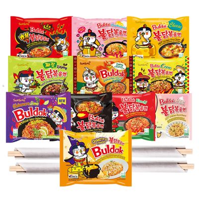 Budldak Ramen Hot and Spicy Noodles Variety Pack - 10 Flavors of Fire Instant Spicy Noodles Gift Snack Pack