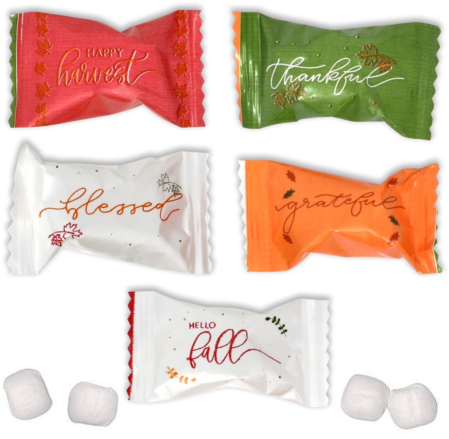 Gift Boutique Thanksgiving Butter Mint Candies Bag 100 Individually Wrapped Happy Harvest Mint Candy 13 Ounce Bags Goody Treat Sweets Fall Thankful Grateful Blessed Leaves Autumn Party Supply Dcor