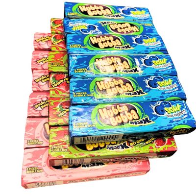 Hubba Bubba Max Bubble Gum - Variety Pack with 3 Flavors (18 Packs in Total), Bubblicious Bubble GumSour Blue Raspberry, Strawberry Watermelon, Outrageous Original -By Candy King