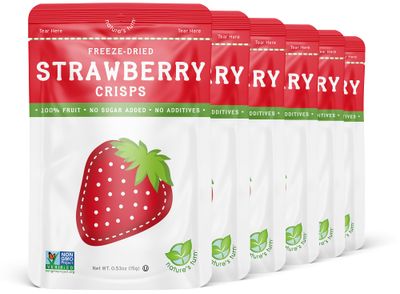 Nature&#39;s Turn Freeze-Dried Fruit Snacks, Strawberry Crisps, Pack of 6 (0.53 oz Each)