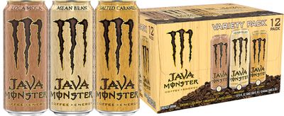 Monster Energy Java Monster Variety Pack, Java Monster Mean Bean, Java Monster Loca Moca, Java Monster Salted Caramel, Coffee + Energy Drink, 15 Ounce (Pack of 12)