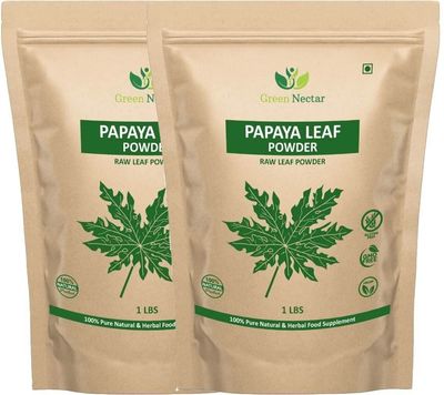 GREEN NECTAR Papaya Leaves Powder 454g (1lb / 16 oz) | Carica Papaya | Non GMO (16 Oz(2 Pack))