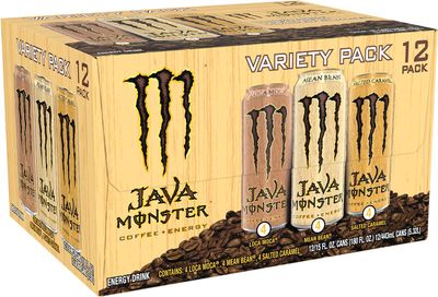 Monster Energy Java Monster Variety Pack, Java Monster Mean Bean, Java Monster Loca Moca, Java Monster Salted Caramel, Coffee + Energy Drink, 15 Ounce (Pack of 12)