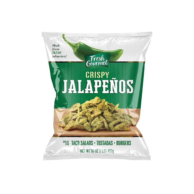 Fresh Gourmet Crispy Lightly Salted Jalapenos | 1 Pound, Pack of 1 | Low Carb | Crunchy Snack and Salad Topper