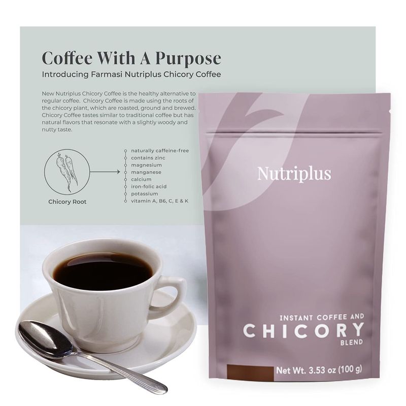 FARMASi Nutriplus Chicory Instant coffee &amp; chicory blend, a significant amount of prebiotic fiber for metabolism, improving the digestive system / 200GR