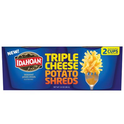 Idahoan Triple Cheese Shreds Cups, 3.4 oz (Pack of 12)