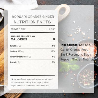 Borsari Orange Ginger Seasoned Salt - Gourmet Salt For Cooking With Orange Ginger and Herbs - Gluten Free All Natural and Keto Friendly Multi-Purpose Seasoning - 21oz