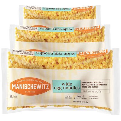 Manischewitz Traditional Extra Wide Egg Noodles 12oz (3 Pack), Homestyle Taste &amp; Texture, Premium Enriched, Low Sodium, No Preservatives