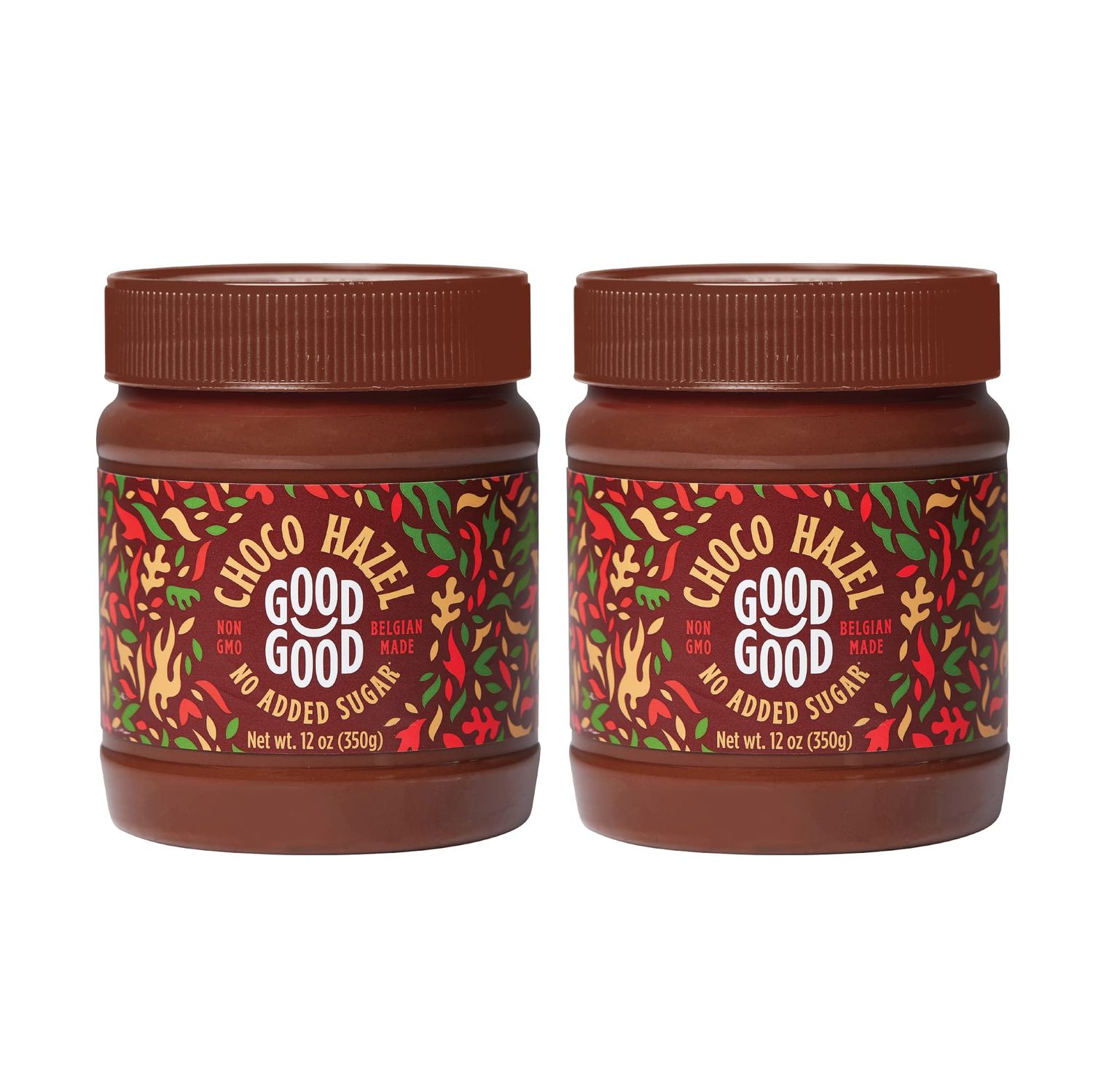 GOOD GOOD No Added Sugar Belgian Choco Hazel Spread - Chocolate Spread with Natural Sweeteners - Gluten Free - Vegetarian Friendly - 12oz / 350g (Pack of 2)