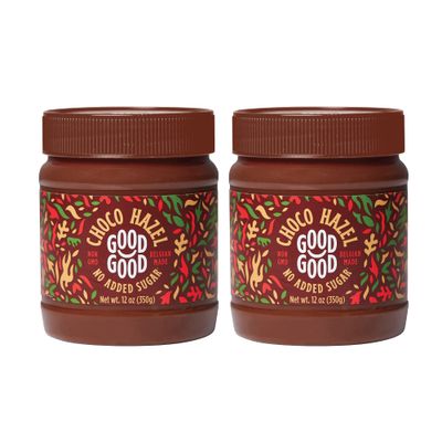 GOOD GOOD No Added Sugar Belgian Choco Hazel Spread - Chocolate Spread with Natural Sweeteners - Gluten Free - Vegetarian Friendly - 12oz / 350g (Pack of 2)