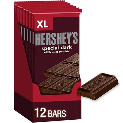 HERSHEY&#39;S SPECIAL DARK Mildly Sweet Chocolate XL, Christmas Candy Bars, 4.25 oz (12 Count, 16 Pieces)