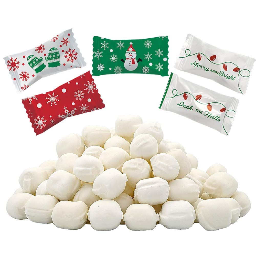 Fruidles Merry Christmas &amp; Bright Holiday Season&#39;s Greetings Buttermints, Mint Candies, After Dinner Mints, Fat-Free, Individually Wrapped (Merry &amp; Bright, 110 Pieces)