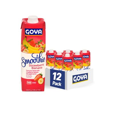 Goya Foods Strawberry Banana Smoothie, 33.8 Fl OZ (Pack of 12)
