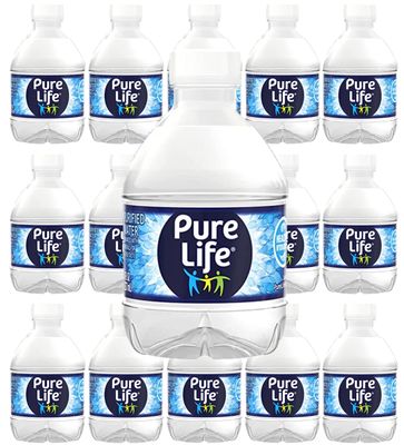 TRIBECA Nestle Pure Life Water, 8oz Bottles, Pack of 15 with Bay Area Marketplace Napkins