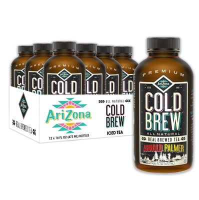 AriZona Arnold Palmer - Premium Cold Brew Iced Tea Half and Half Lemonade with Cane Sugar, 16 Fl Oz (Pack of 12)