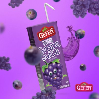 Gefen Grape juice Box Drink, 6.75oz (27 Pack) 100% Grape Juice, Tasty &amp; Refreshing, Kosher for Passover, Drinking Straw included