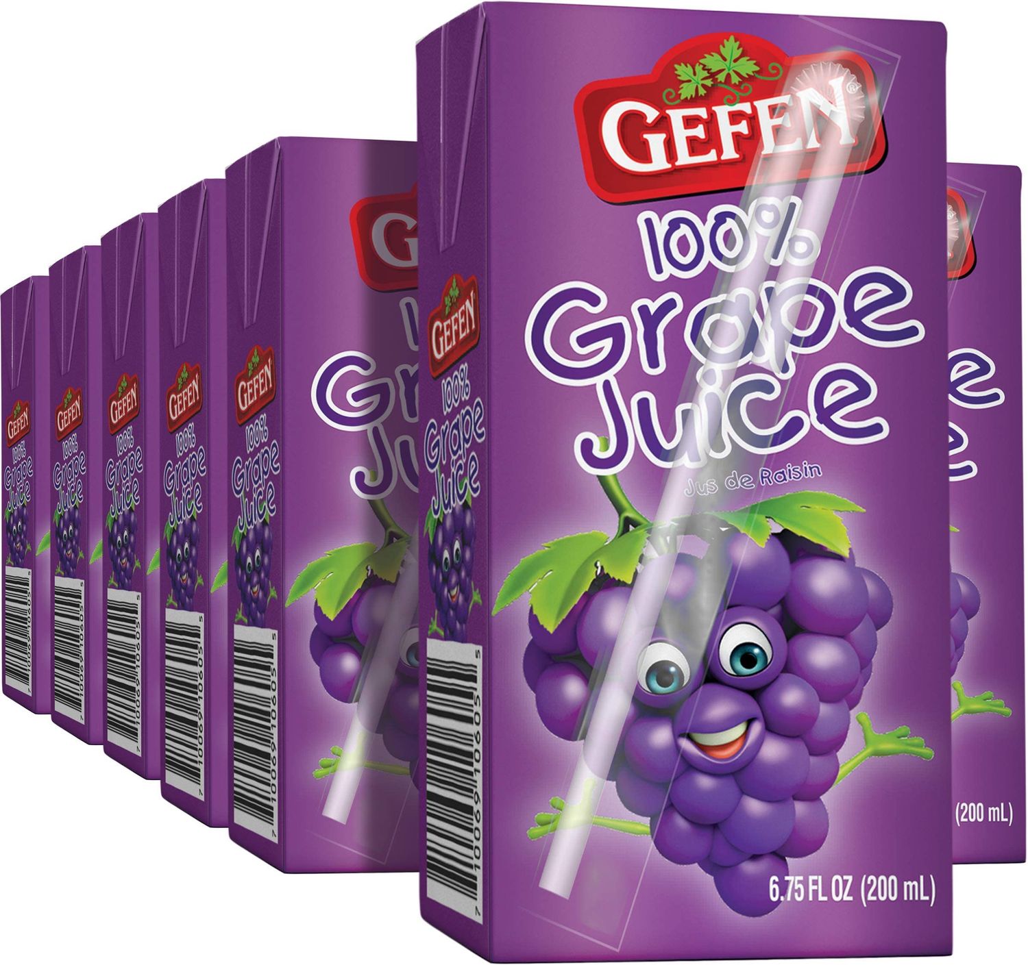 Gefen Grape juice Box Drink, 6.75oz (27 Pack) 100% Grape Juice, Tasty &amp; Refreshing, Kosher for Passover, Drinking Straw included