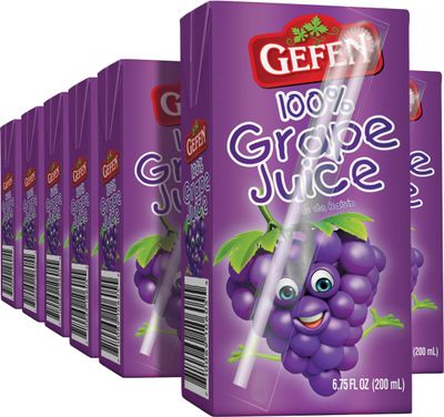 Gefen Grape juice Box Drink, 6.75oz (27 Pack) 100% Grape Juice, Tasty &amp; Refreshing, Kosher for Passover, Drinking Straw included