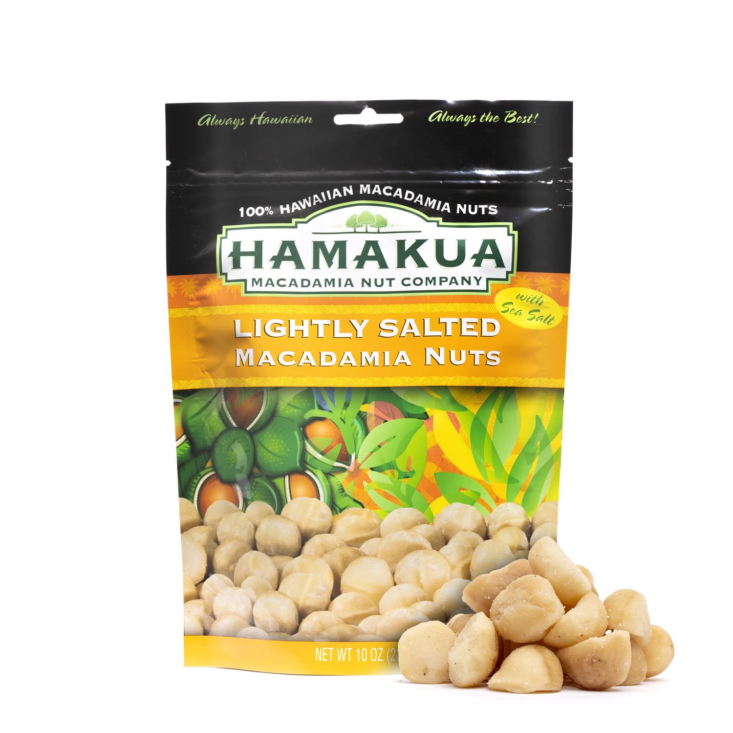 Hamakua Macadamia Nuts - Lightly Salted - Hawaiian Grown Dry Roasted Half and Whole Macadamias with Salt - Natural Eco-Friendly Large Macadamia Nuts