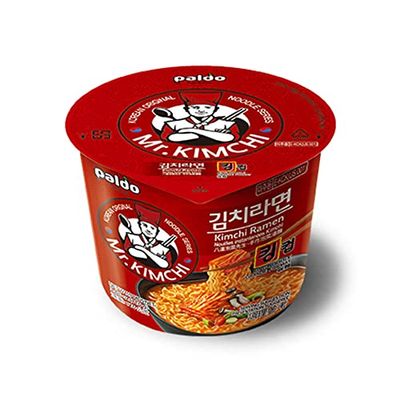 Paldo Fun &amp; Yum Mr. Kimchi Ramen Instant Big Cup Noodles with Kimchi Based Spicy Broth, Best Oriental Style, Original Korean Ramyun, Spicy Ramen Challenge, 3.7 Ounce (Pack of 16)