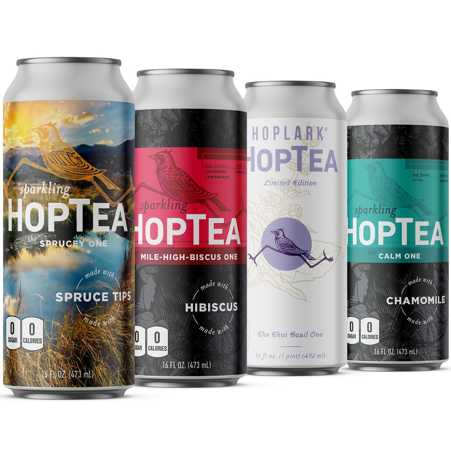 HOPLARK Sparkling HopTea - The Relax Pack - Craft Brewed NA Beer Alternative - Organic, Gluten-Free, Non GMO, Zero Calories, Sugar-Free, Unsweetened (12, 16oz Cans)