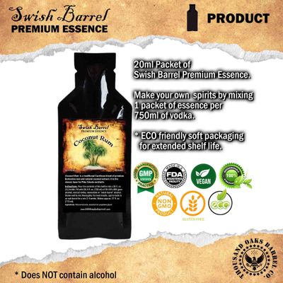 Coconut Rum Essence | Bootleg Kit Refills | Thousand Oaks Barrel Co. | Gourmet Flavors for Cocktails Mixers and Cooking Daiquiri Pia Colada | 20ml .65oz Packet