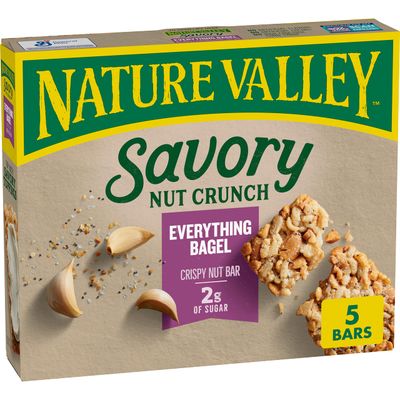 Nature Valley Savory Nut Crunch Bars, Everything Bagel, 5 Bars, 4.45 OZ