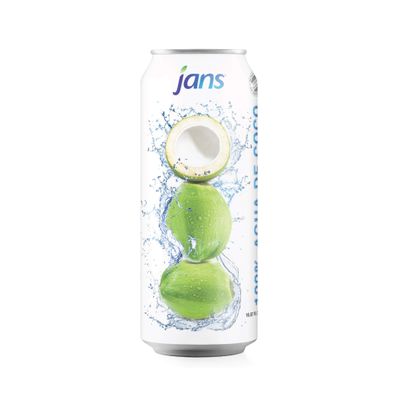 Jans 100% Pure Coconut Water can with Coconut Pulp - Pure, aqua de coco, Unsweetened Coconut Water | Not from Concentrate | Non-GMO | Refreshing Taste of the Tropics | 16.57 fl oz per can (Pack of 12)