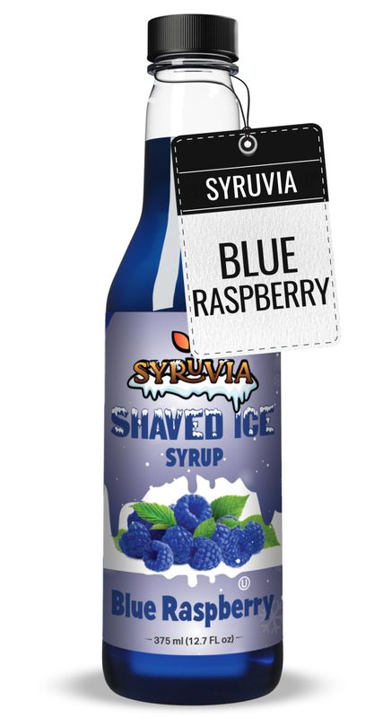 Syruvia Snow Cone Syrup 12.7oz - Blue Raspberry Syrup For Shaved Ice, Snow Cones, Slushies, Italian Soda, Popsicles. Kosher, Dairy-Free.