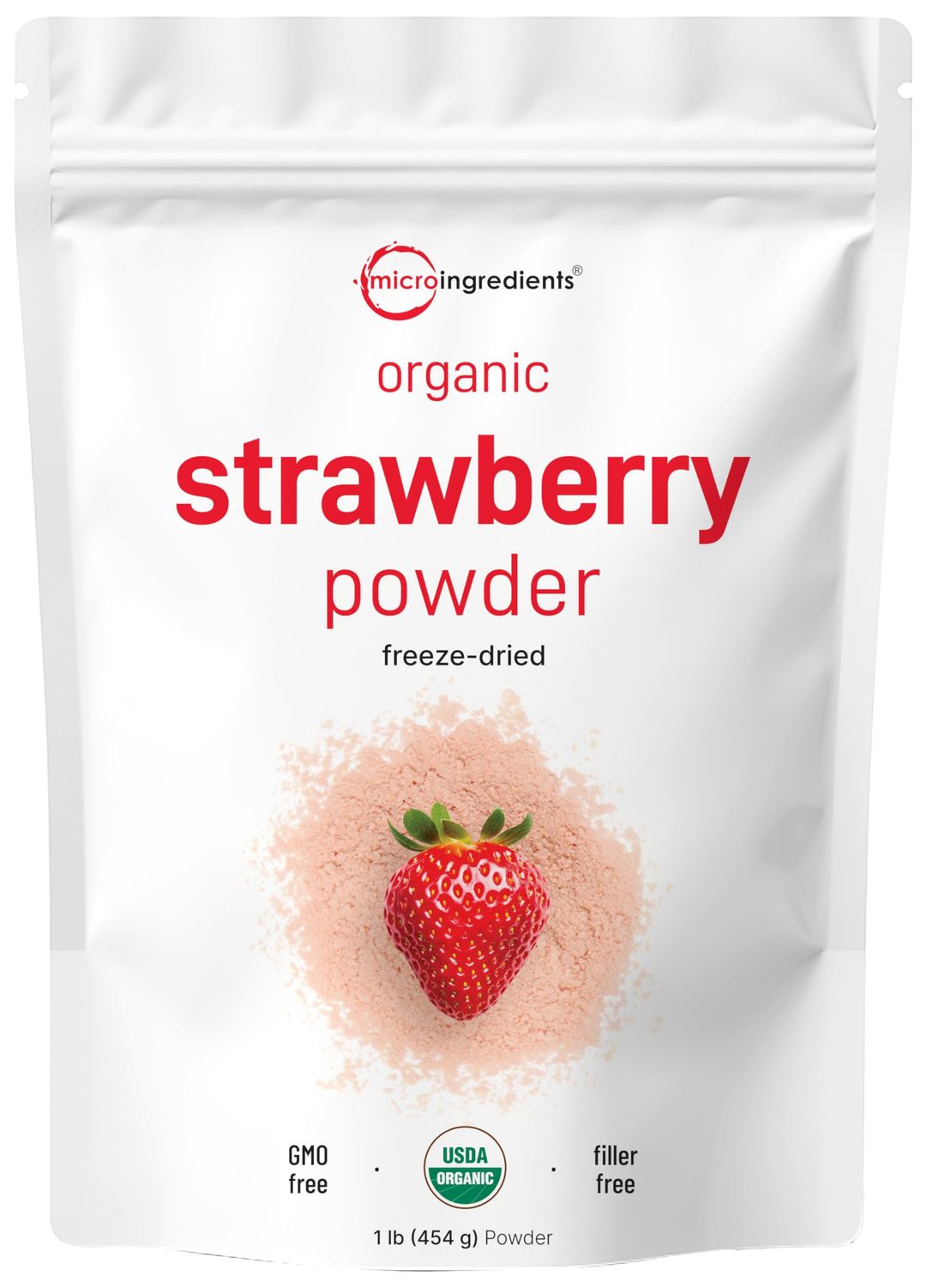 Organic Strawberry Powder, 1 Lb | 100% Natural Fruit Powder | Freeze-Dried Strawberries Source | No Sugar &amp; Additives | Great Flavor for Drinks, Smoothie, &amp; Beverages | Non-GMO &amp; Vegan Friendly