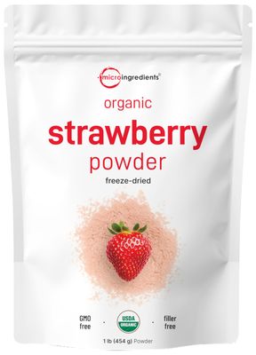 Organic Strawberry Powder, 1 Lb | 100% Natural Fruit Powder | Freeze-Dried Strawberries Source | No Sugar &amp; Additives | Great Flavor for Drinks, Smoothie, &amp; Beverages | Non-GMO &amp; Vegan Friendly