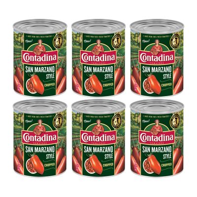 Contadina San Marzano Style Chopped Tomatoes, 28 oz (Pack of 6 Cans)