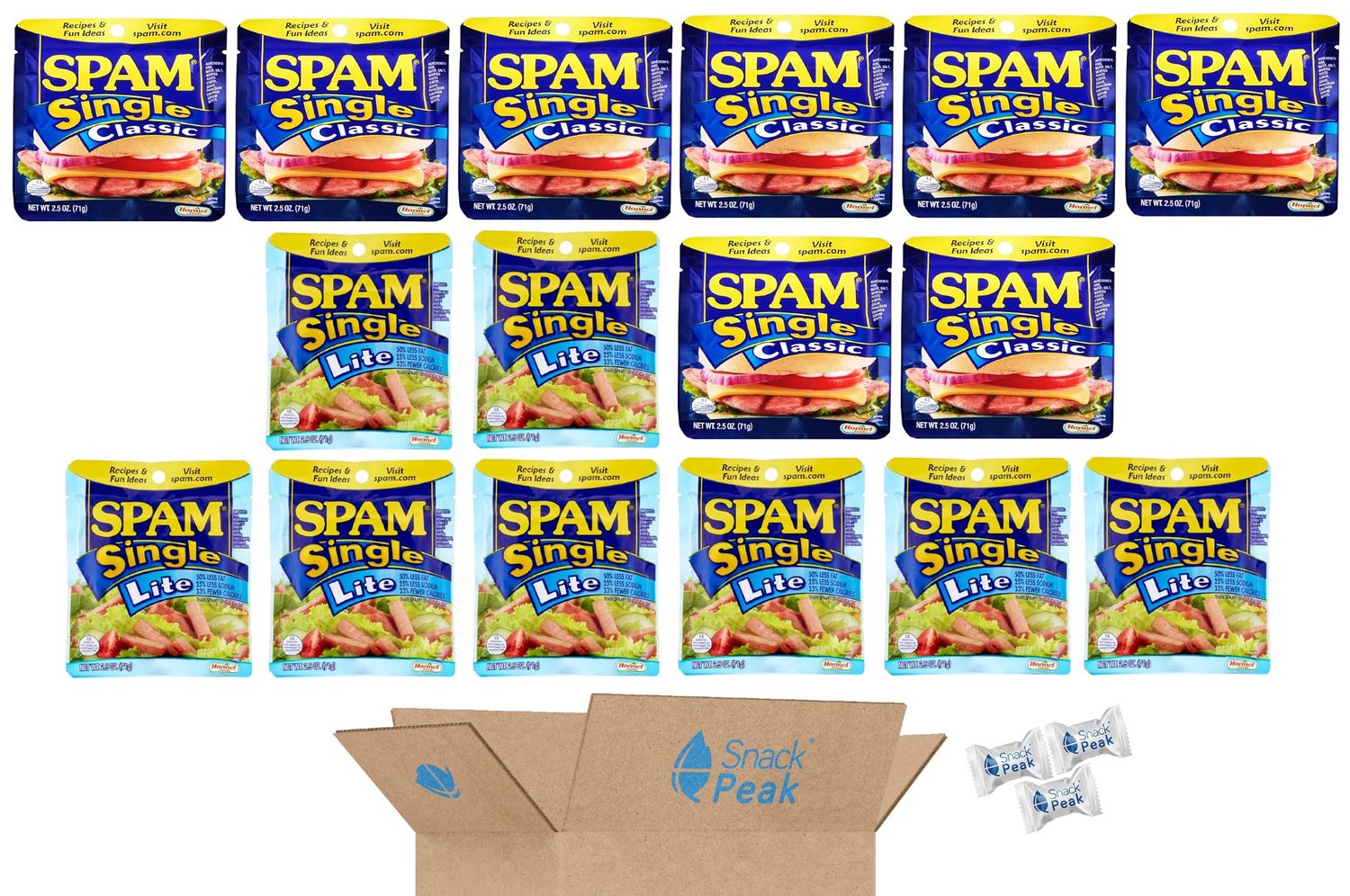 Spam Singles Snack Peak Variety Gift Box (16 packages) - Original and Lite