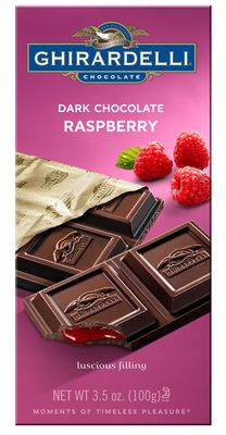 Ghirardelli Chocolate Bar, Dark &amp; Raspberry, 3.5-Ounce Bars(Pack of 12)