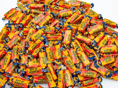 BIT-O-HONEY Candy 5 lb - Bulk Bag, Retro Taffy, Honey &amp; Almond Flavor, Soft Chewy, Individually Wrapped